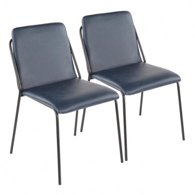 LumiSource Stefani Chair - Set of 2 - BLUE 