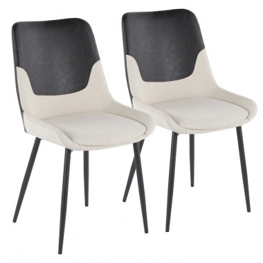 LumiSource Wayne Two-Tone Chair - Set of 2 - Cream + Black 