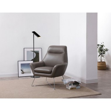 Daiana Chair Dark Gray Top Grain Italian Leather And Stainless Steel Legs - Lifestyle