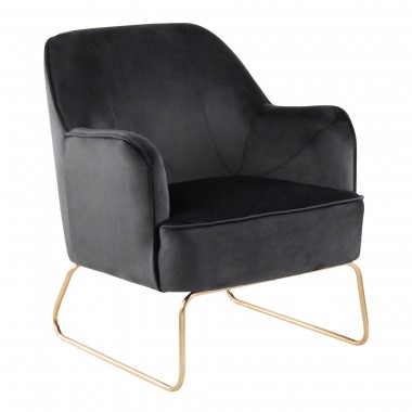 LumiSource Daniella Sleigh Accent Chair - BLACK - Perspective
