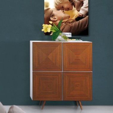 City Cabinet in White HG - Walnut Doors