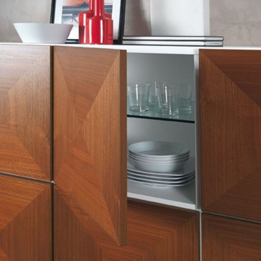 Bellini Modern Living Italian Home City Cabinet in White HG - Walnut Doors Hover
