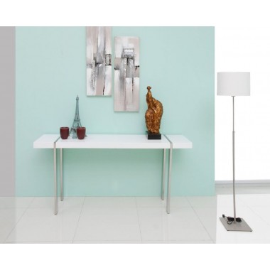 Struttura Console High Gloss White With Polished Stainless Steel Legs
