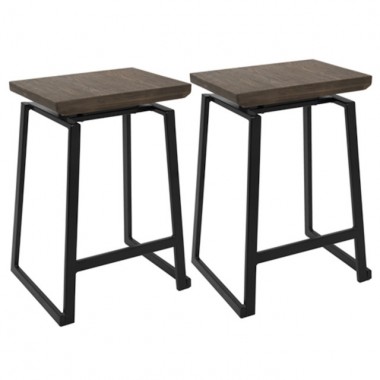 LumiSource Geo Counter Stool - Set of 2 - BROWN