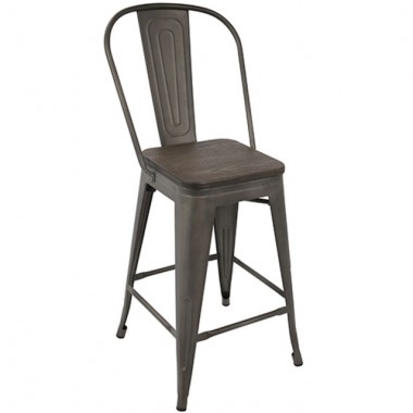 LumiSource Oregon High Back Counter Stool - Set of 2 Hover