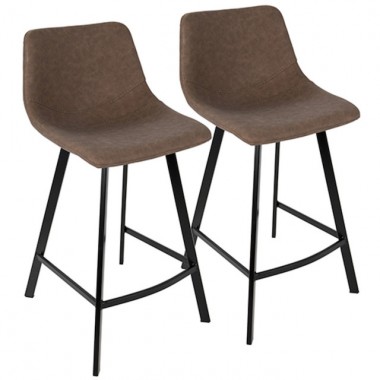 LumiSource Outlaw Counter Stool - Set of 2 - BROWN 