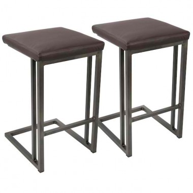 LumiSource Roman Counter Stool - Set of 2 - ANTIQUE; ESPRESSO