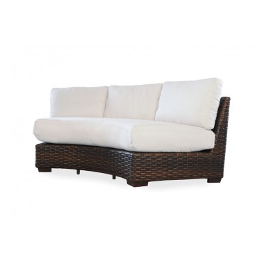 Contempo Curve Sectional Sofa in Aged Walnut Wicker Finish - Angled