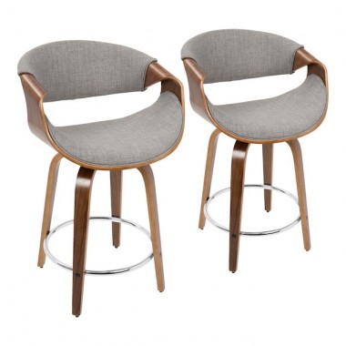 LumiSource Curvini 24'' Counter Stool - Set of 2
