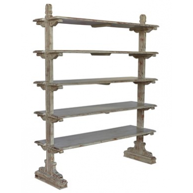 Bengal Manor Mango Wood 5 Tier Aged Ash Open Bookshelf