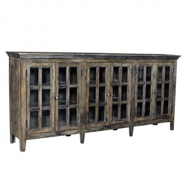 Bengal Manor Acacia Wood Large 6 Door Window Pane Sideboard