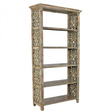 Crestview Collection Bengal Manor Mango Wood Carved Side Panel Etagere