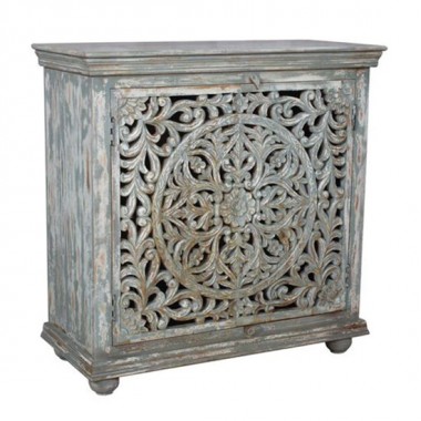 Bengal Manor Mango Wood Carved 2 Door Cabinet