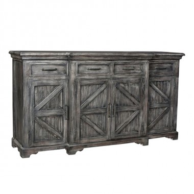 Bengal Manor Mango Wood Breakfront 4 Door And 4 Drawer Grey Wash Sideboard