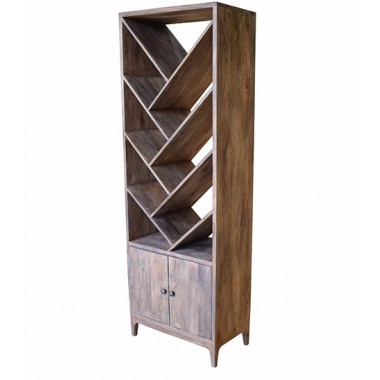 Crestview Collection Bengal Manor Mango Wood Angled 2 Door Etagere