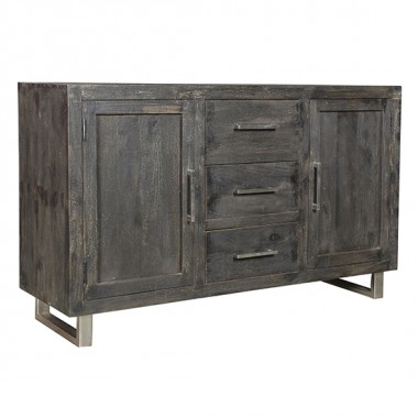 Bengal Manor Mango Wood Ebony 2 Door 3 Drawer Sideboard
