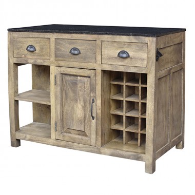 Bengal Manor Mango Wood And Granite Kitchen Island