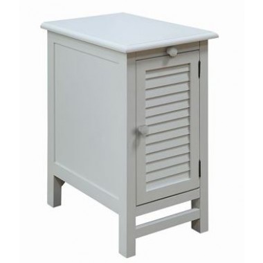 Crestview Collection Cape May Cottage White Shutter Door and 1 Pull Shelf Chairside Table