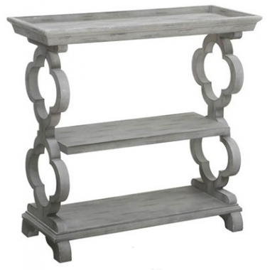 Chelsea Tray Top Grey Quatrefoil Console Table