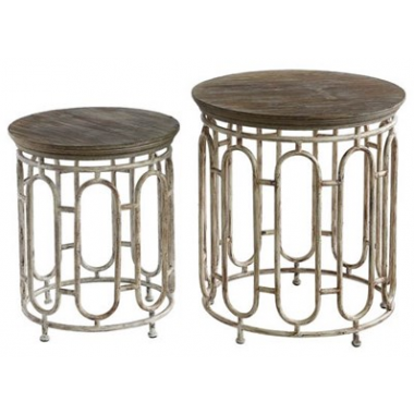 Allyson Textured Metal and Wood Set of Tables