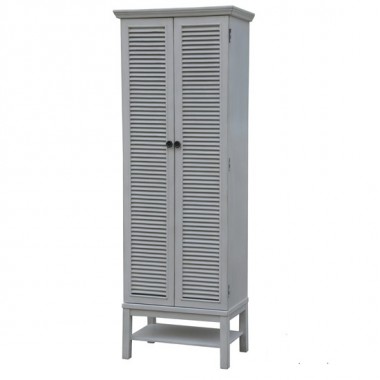Magnolia Louvered 2 Door Tall White Storage Cabinet