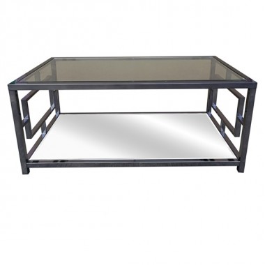 Bentley Chrome Rectangle Design Cocktail Table with Beveled Mirror Top