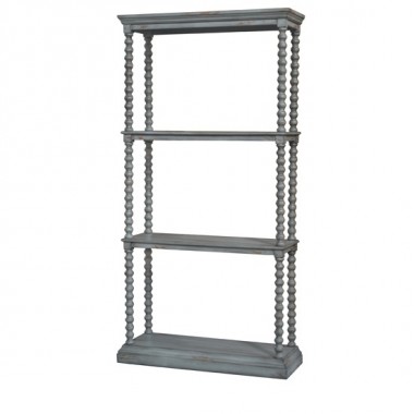 Crestview Collection Turned Leg Antiqued Grey Etagere