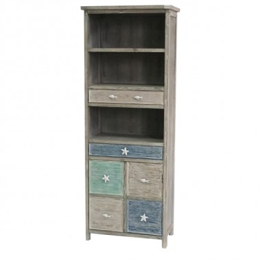 Key West Grey Driftwood and Multi Color Nautical 2 Drawer 2 Door Storage Cabinet