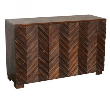 Jackson Raised 3 Door Chevron Rustic Wood Sideboard