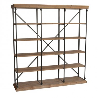 La Salle Metal and Wood 3 Section Bookshelf 