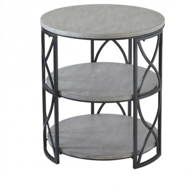 Springfield Grey Metal and White Wood Tiered Accent Table