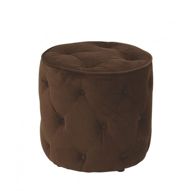 Curves Tufted Round Ottoman - Chocolate Velvet