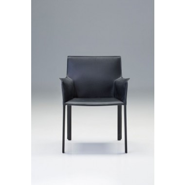 Fleur Arm Chair Black Full Leather Wrap - Front