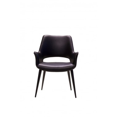 Stratford Arm Chair Black Leatherette with Black Metal Frame