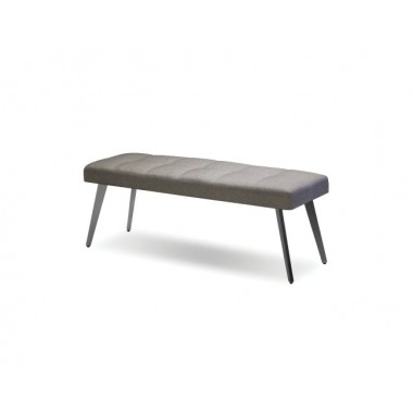 Brock Bench Light Grey Fabric with Brushed Stainless Steel  - Angled