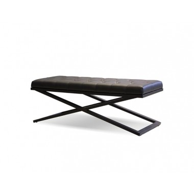 Mobital Crosstown Large Bench Black Leatherette with Matte Black Powder Coated Steel Hover