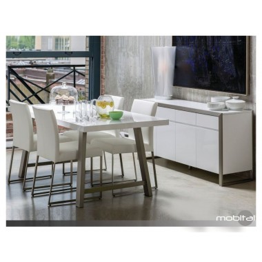 Moda 4 Door Buffet Natural Walnut with Brushed Stainless Steel - Lifestyle