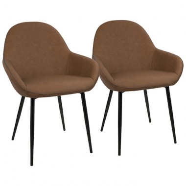 LumiSource Clubhouse Dining Chair - Set of 2 - BROWN