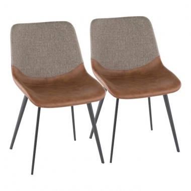 LumiSource Outlaw Two-Tone Chair - Set of 2 - BROWN 