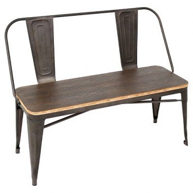LumiSource Oregon Dining Bench - Antique/Espresso