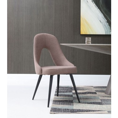 Traci Dining Chair In Fabric With Powder Coated Metal In Matt Black Color