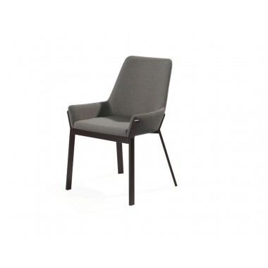 Benson Dining Chair Dark Grey Fabric with Black Powder Coated Metal Frame Set of 2  - Front Angle