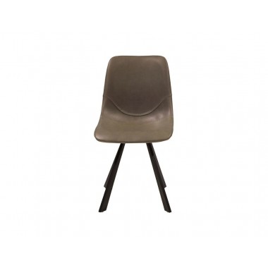 Bernside Dining Chair Grey Vintage Leatherette with Black Powder Coated Metal Set of 2 - Front