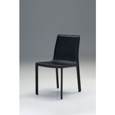 Fleur Dining Chair Black In Full Leather Wrap