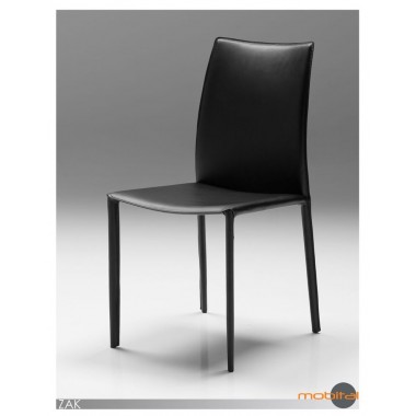 Zak Dining Chair Black Full Leather Wrap