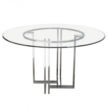 Diamond Sofa DEKO Polished Stainless Steel Round Dining Table Hover
