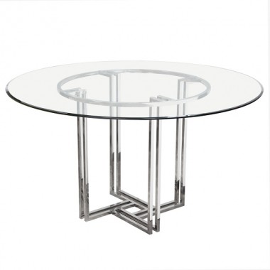 Diamond Sofa DEKO Polished Stainless Steel Round Dining Table