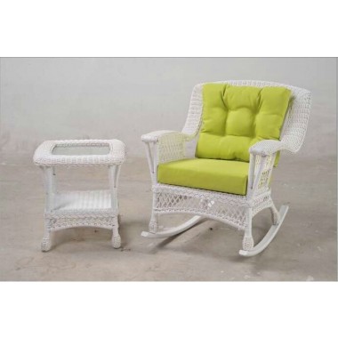 Moon Collection - Coffee Table (In WHITE Wicker Finish)