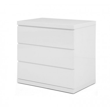 Anna Dresser Single High Gloss White Full Extension Drawers - Angled