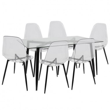 LumiSource Clara Dining Set - Black - Perspective